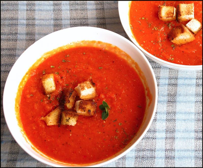 This tomato and red pepper soup is a perfect way to salvage those past-their-prime tomatoes on your windowsill. JACK CLEMONS PHOTO